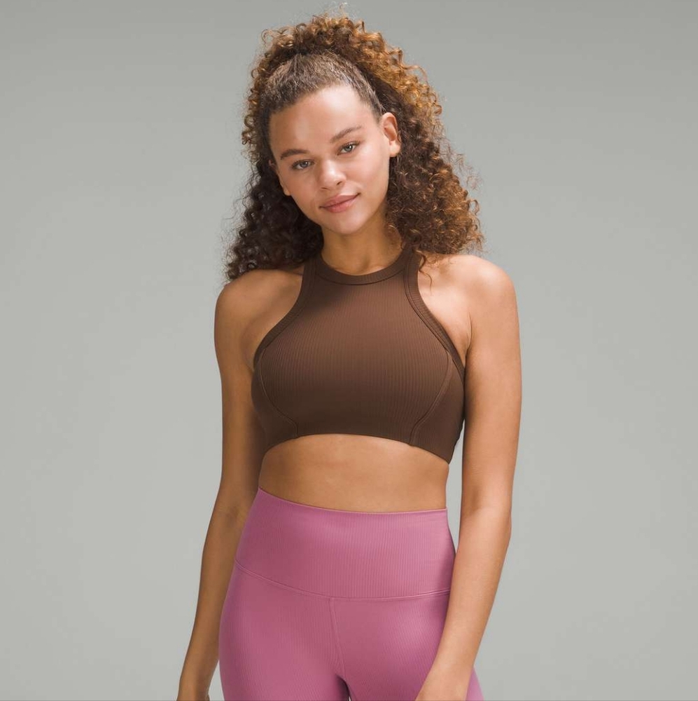 Lululemon Ribbed Nulu High-Neck Yoga Bra Light Support B/C Cup Sz 14